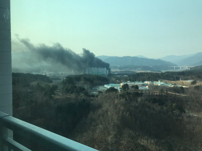 Возле Олимпийской деревни в Южной Корее произошел пожар