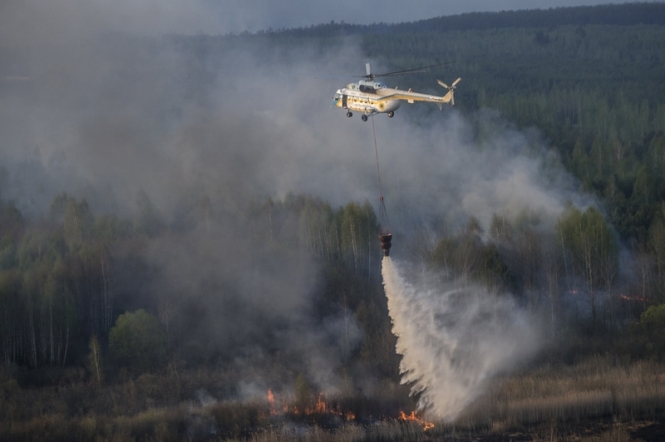 Площу пожежі в Чорнобильський зоні зменшили вдвічі