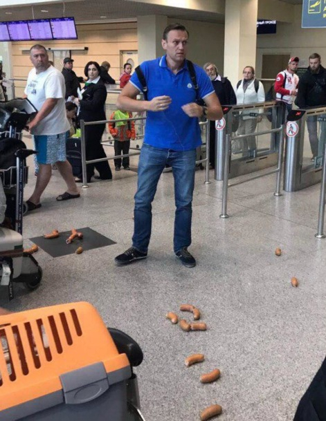 Навального атакували сосисками в московському аеропорту