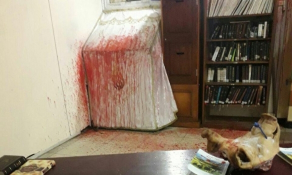 В Умані вандали закинули свинячу голову у синагогу на могилі рабі Нахмана і залили все 