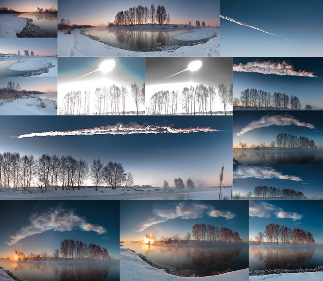 Вибух метеориту в небі над Челябінськом: неймовірні фото
