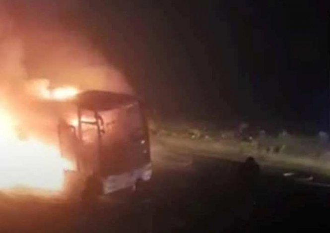 В Грузии сгорел автобус, перевозивший россиян