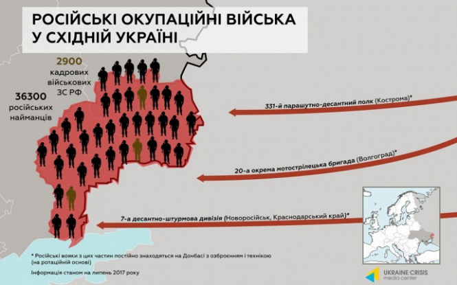 На сході України постійно перебувають 36 300 російських найманців, - ІНФОГРАФІКА