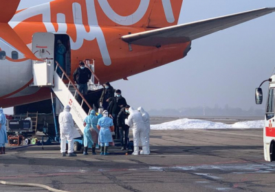 Літак з евакуйованими з Уханя приземлився у Харкові, 20 лютого 2020 року Фото: Державна прикордонна служба України