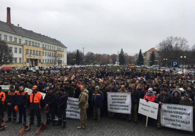 В Ужгороді під облрадою мітингують проти приватизації лісів