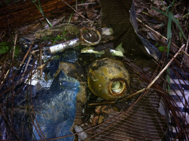 Неизвестные выбросили в мусорник две гранаты и мину в центре Мариуполя