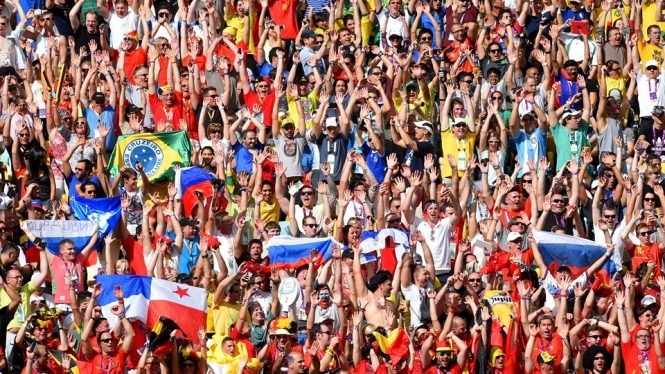 На матче против Бельгии россияне болели с флагом самопровозглашенной ДНР, - фото