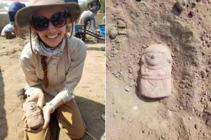 Студентка во время археологических раскопок в Перу нашла древнюю неповрежденную статуэтку
