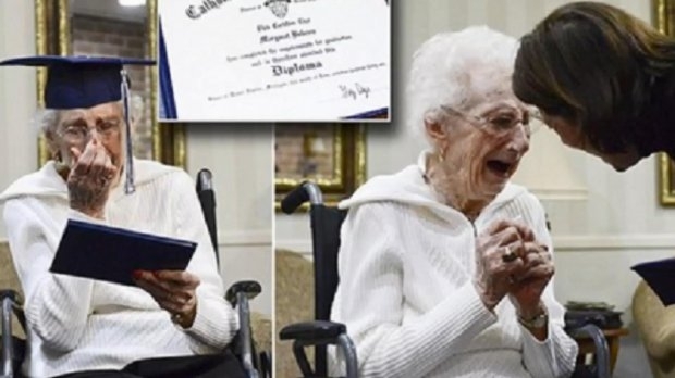 97-летняя бабушка закончила школу, - видео