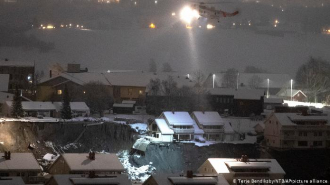 В Норвегии продолжается поисковая операция на месте большого оползня: найдены 5 погибших