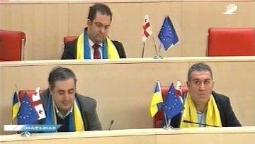 Парламент Грузии стал сине-желтым: депутаты за евроинтеграцию Украины (фото, видео)