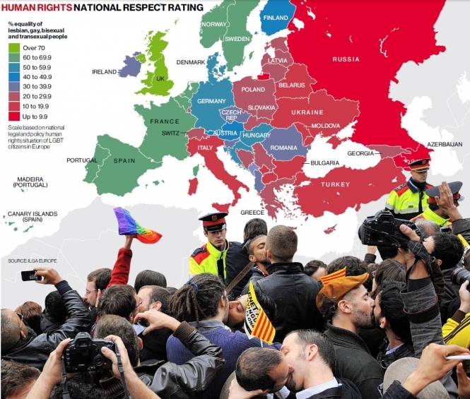 Нетолерантна частина світу: європейські геї живуть у кліматі страху