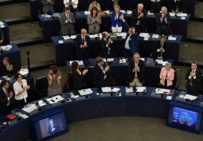 ФРАНЦІЯ, Страсбург. 16 вересня 2014 року депутати Європарламенту та ВРУ синхронно ратифікували угоду про асоціацію України та ЄС.  Фото: АFР
