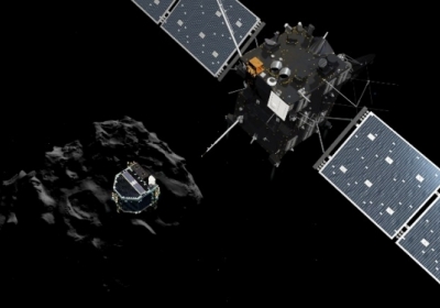 Зонд Филе отделяется от корабля Розетта чтобы сделать первую в истории посадку на комету 67P / Чурюмова-Герасименко. 12 ноября 2014. Фото: АFР