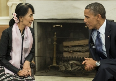 Аун Сан Су Чжі і Барак Обама. Фото: AFP