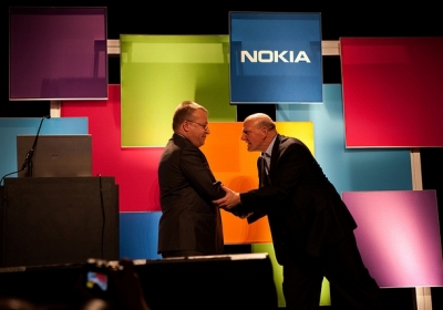 Генеральний директор Nokia Стівен Елоп і генеральний директор Microsoft Стів Баллмер. Фото: arstechnica.com