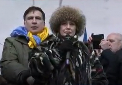 На митинге Саакашвили выступила евродепутат, которая голосовала против ассоциации Украина-ЕС