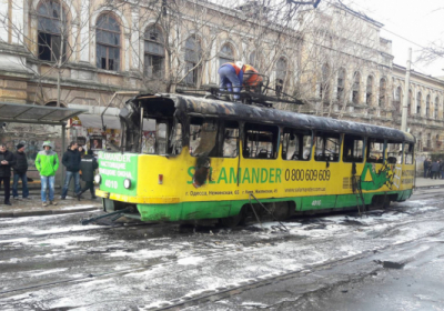 У центрі Одеси під час руху загорівся трамвай, - ФОТО ВІДЕО