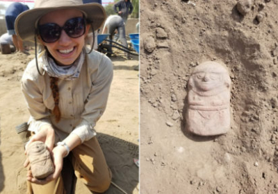 Студентка во время археологических раскопок в Перу нашла древнюю неповрежденную статуэтку