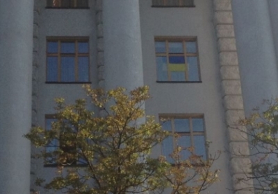 На вікнах Тігіпка з'явився прапор (фото)