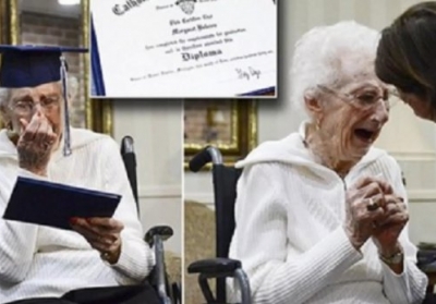 97-летняя бабушка закончила школу, - видео