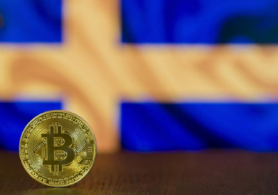 Bitcoin на тлі прапора Швеції. Ілюстративне фото Фото: cryptostock / pixabay