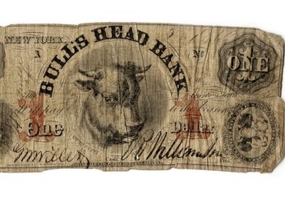 1 долар банку Bulls Head, 1854 рік, Музей Нью-Йорка. Фото: bloomberg.com