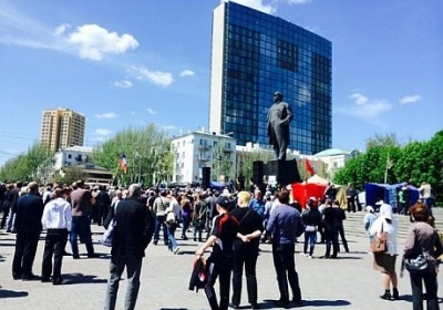 На сепаратистский митинг в Донецке пришло триста человек 