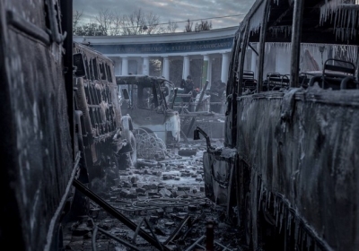 Утро на Грушевского: брусчатка, Беркут, сожжены машины