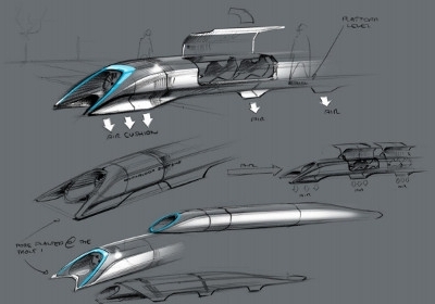 Ескіз пасажирської капсули Hyperloop. Фото з презентації проекту / lenta.ru