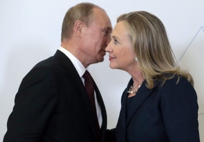 Володимир Путін і Хілларі Клінтон. Фото: AFP