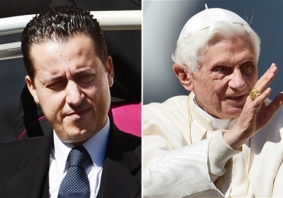 Ліворуч: камердинер Паоло Габріеле. Праворуч: Понтифік  Бенедикт XVI. Фото: librabunda.blogspot.com