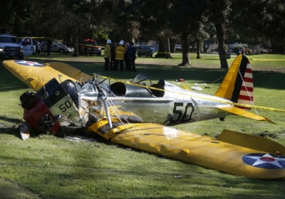 Літак Харрісона Форда після катастрофи. Фото: Reuters