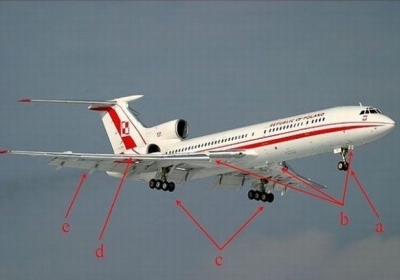 Ту-154 в конфігурації для приземлення. Фото: звіт комісії Міллера  raport Millera