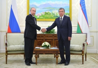 Владимир Путин и  Шавкат Мирзиёев. Фото: xn--80aezclli6gta.su