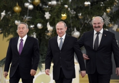 Нурсултан Назарбаєв, Володимир Путін, Олександр Лукашенко. Фото: AFP