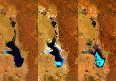 Висохше озеро Поопо. Фото: з супутників ЄКА