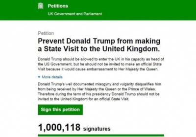 В Британии петиция против визита Трампа собрала более миллиона подписей