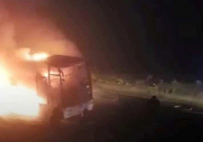 У Грузії згорів автобус, який перевозив росіян