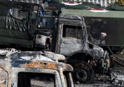 В Бремене сгорели 15 грузовиков немецкой армии