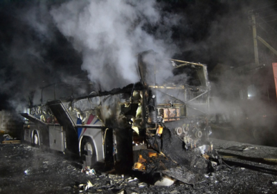 В Ровно сгорел двухэтажный пассажирский автобус