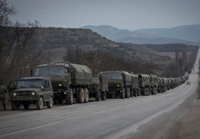 В столицу Крыма въехало 70 российских автомобилей с военными на борту