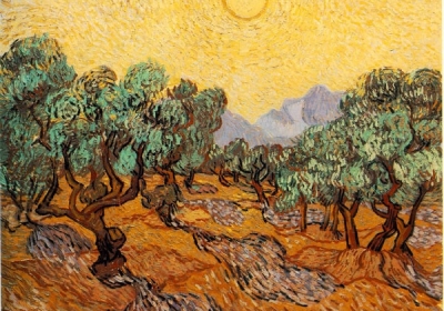 Картина Ван Гога "Оливкові дерева з жовтим небом і сонцем". Фото: nicefrance.ru