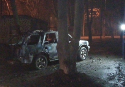 В Харькове взорвали камуфляжный джип